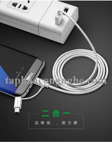 Ugreen 40770 0.5M màu Trắng Cáp sạc truyền dữ liệu USB 2.0 sang MICRO USB + MINI USB US178 30040770